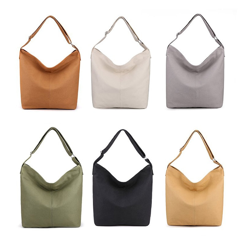Fashion Canvas Women Bags Casual Totes Female Large Travel Shoulder Messenger Bag College Student Bag Solid Color Lady Handbags