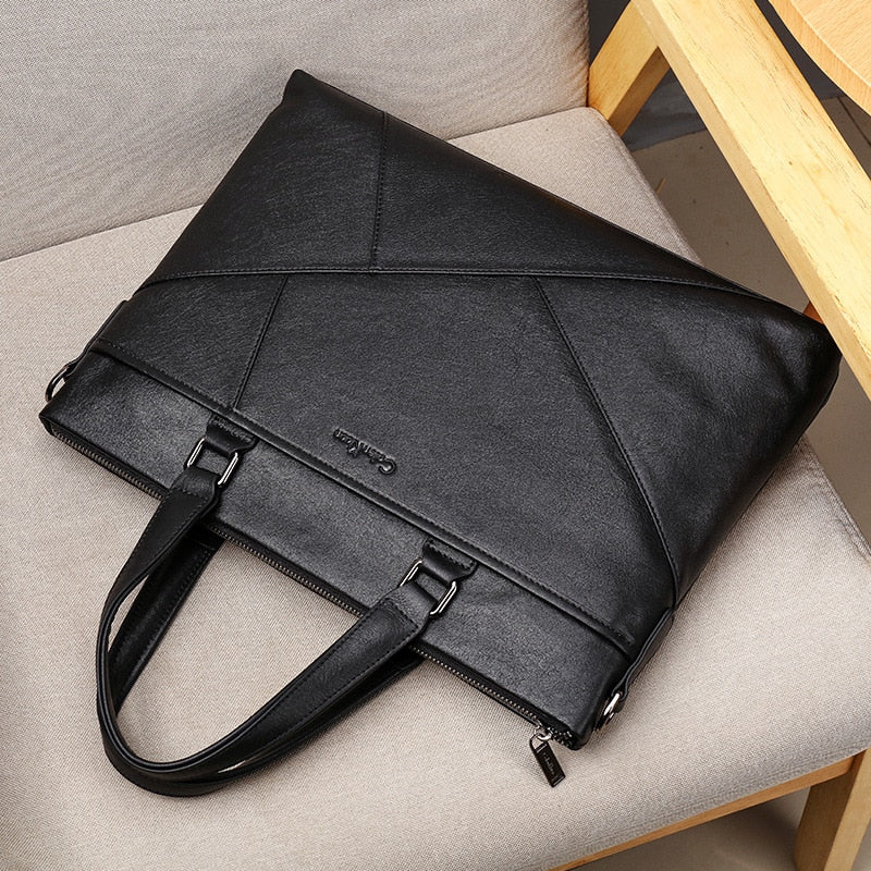 Genuine Leather Men's Briefcase high-capacity Handbag Fashion Trend Shoulder Bag Business Casual Office Bag For 14 Inch Laptop