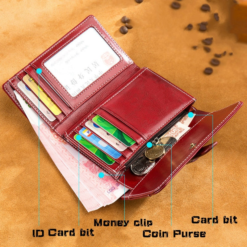 Woman Wallet Genuine Leather Wallets for Women Fashion Luxury High Quality RFID Card Holder Purse Female Clutch Bag