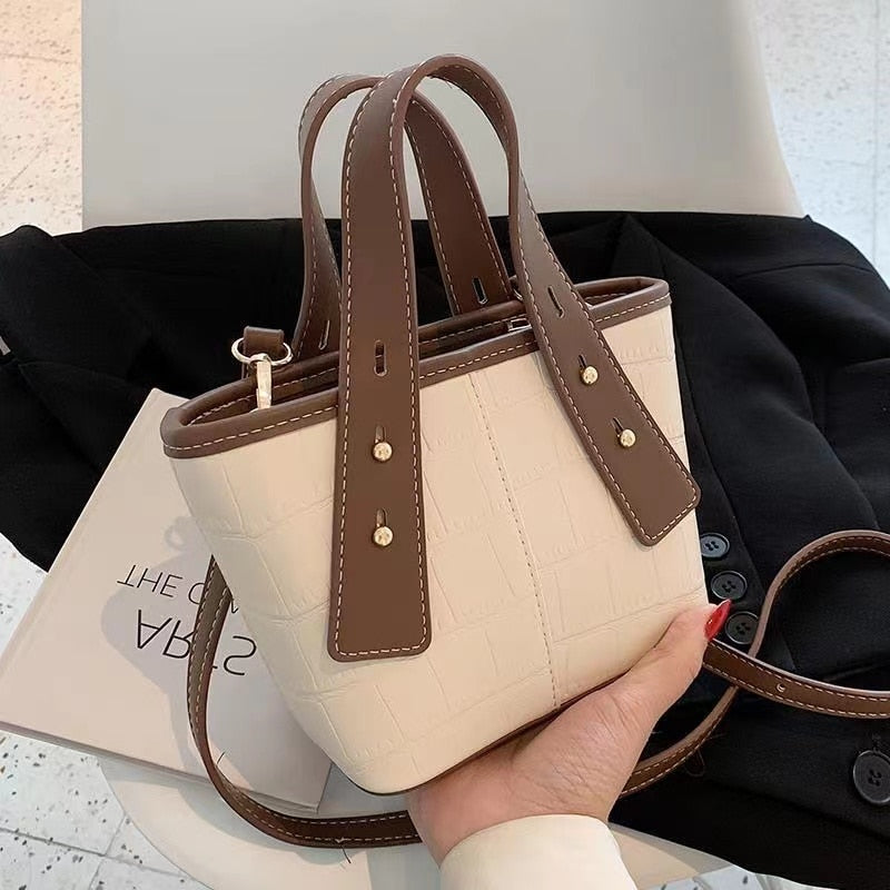 Large-Capacity Bag New Style Fashion High-End Handbag Women's Bag Net Red Foreign Style Shoulder Bag Messenger Bucket Bag