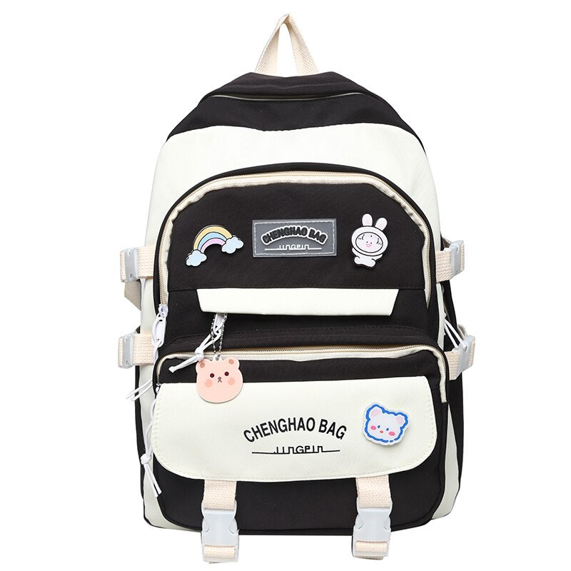 Trendy Female Cute College Backpack Girl Travel Harajuku School Bag New Lady Kawaii Nylon Backpack Fashion Laptop Women Book Bag