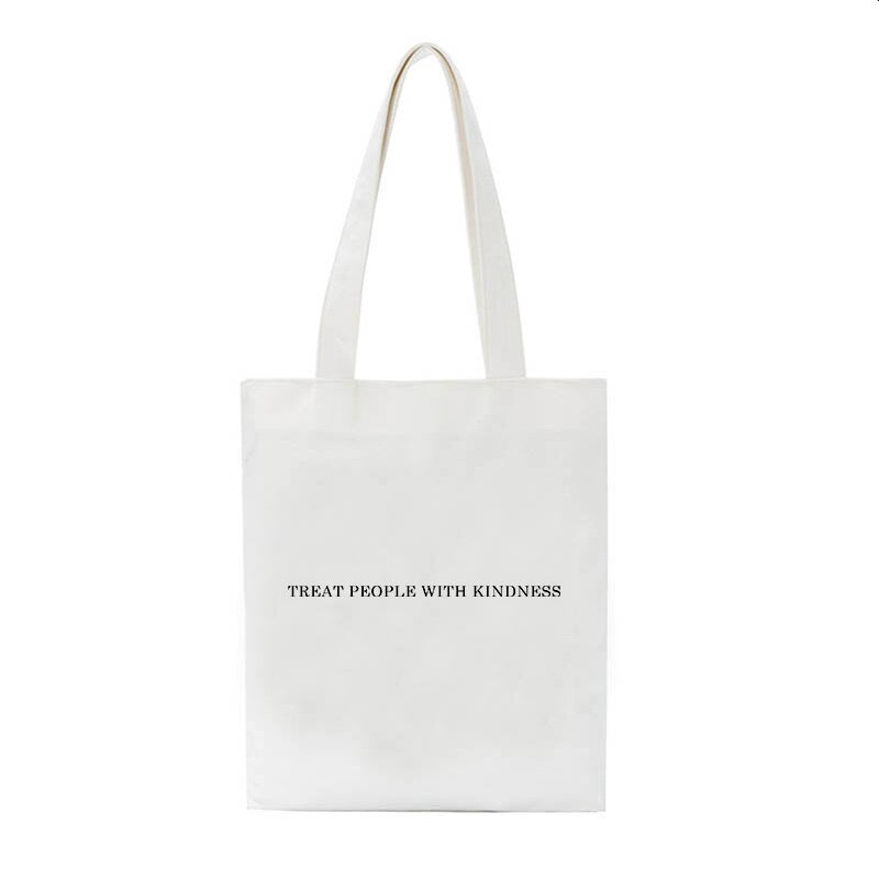 YWBK Women Bag Fashion Canvas Treat People with Kindness Letter Casual Big Capacity Harajuku WomenNew Fun Vintage Shoulder Bag