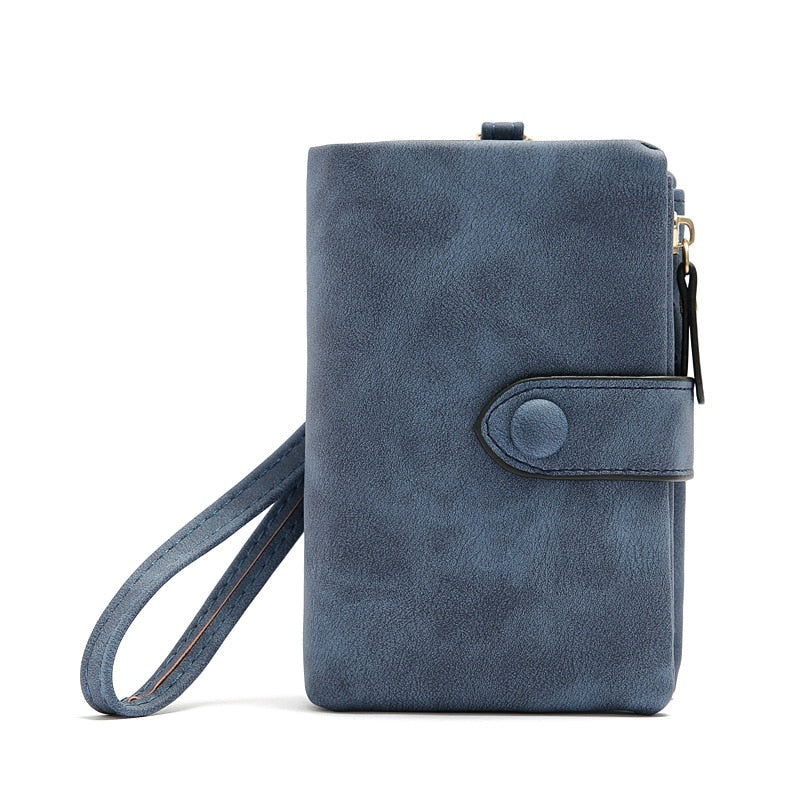 Tri-fold Short Women Wallets With Coin Zipper Pocket Minimalist Frosted Soft Leather Ladies Purses Female Pink Small Wallet
