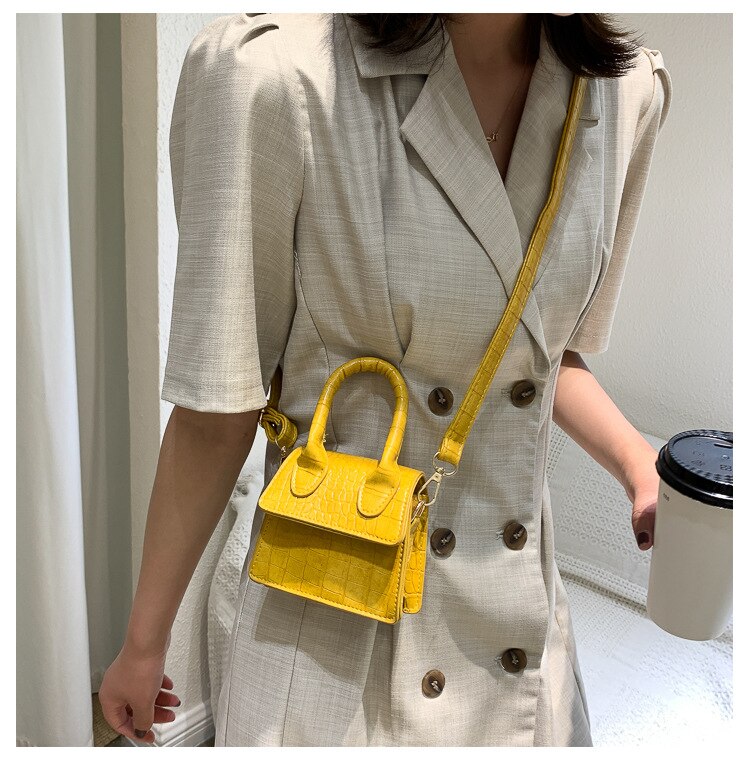 Mini Tote Bag Crocodile Pattern Flip Messenger Crossbody Bag Female Simple Shoulder Bag Small Square Lady Handbag New