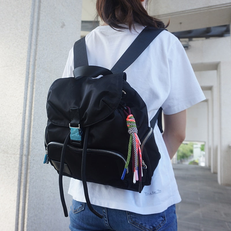 Fashion Brand Tassel Women's Backpack Nylon Waterproof Travel Female Backpacks Casual Large Capacity Flap School Backpack Bolsos