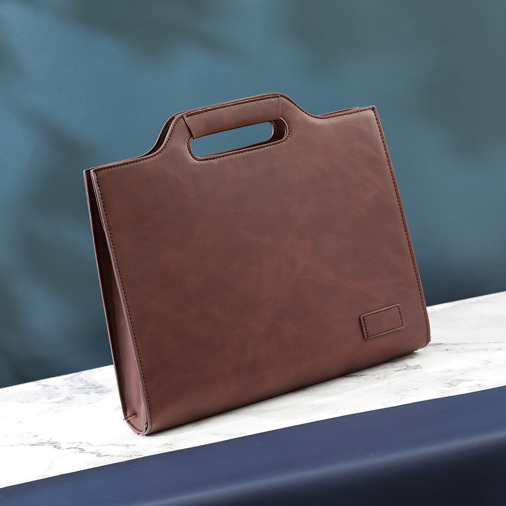 New Luxury Brand Designer Plaid Leather Briefcase Work Office Laptop Handbag Zipper iPad Document Stereotyped Bag Male Satchels