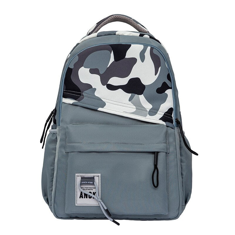 Grid Pattern Nylon School Backpack Women's Backpacks for Teenagers Girls Large Capacity Women Bag Solid Color Schoolbag Mochila