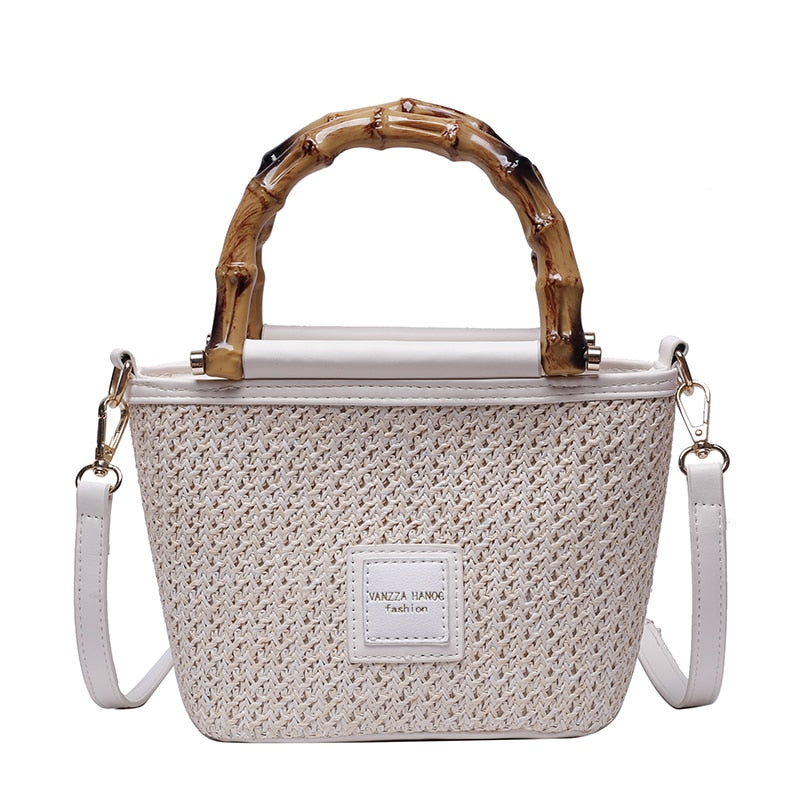 Women's Bag Straw Beach Shoulder Bag Ladies Summer Bamboo Handbag Fashion Luxury Designer Crossbody Bag High Quality Casual Tote