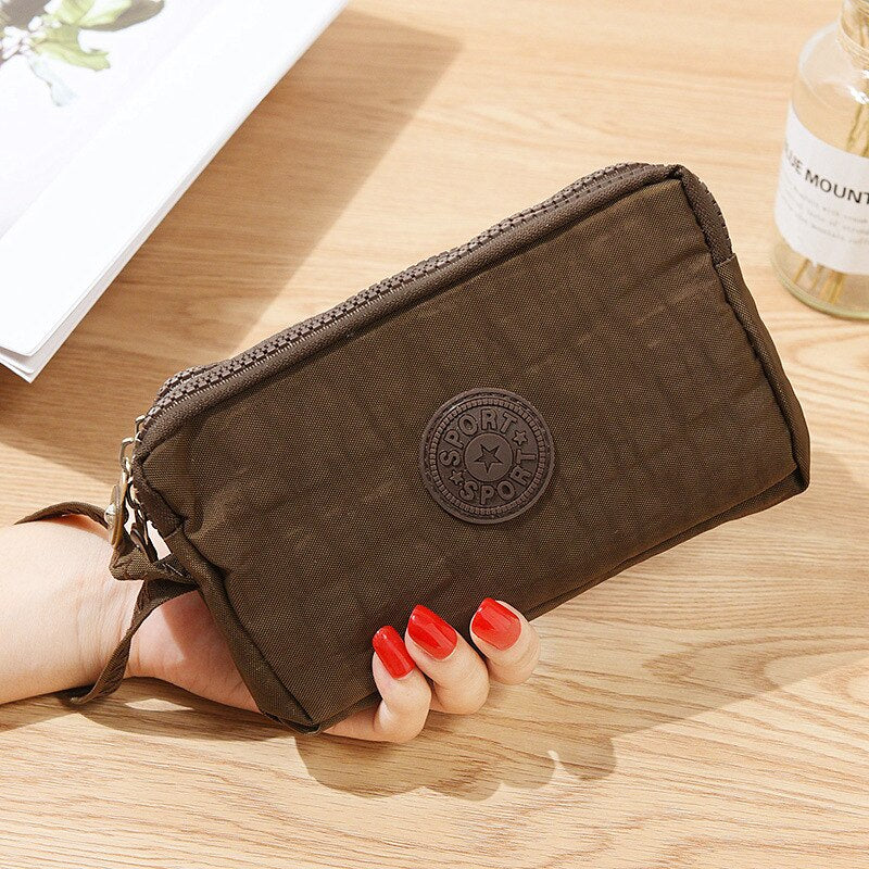 3 Zipper Ladies Wallets Ladies Wallets Brand Clutches Coin Purse Card Key Wallets Canvas Short Ladies Girls Wallets Handbags