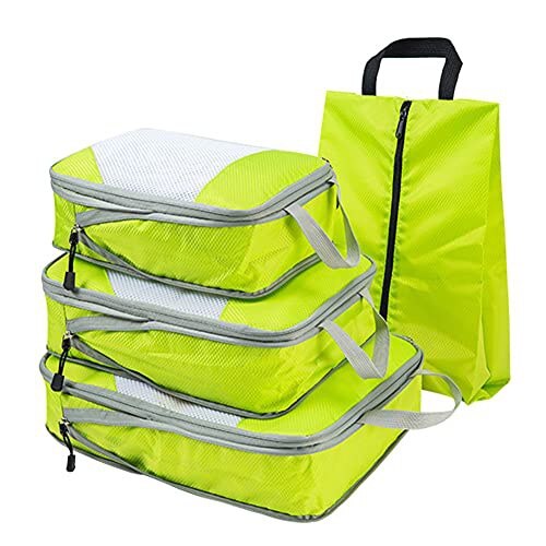 Compression Packing Cubes Set,4pcs/set Travel Storage Bag Portable Luggage Suitcase Organizer Set Extensible Packing Mesh Bags