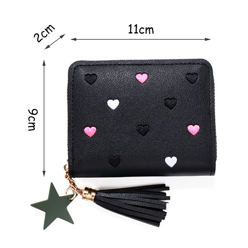 Geestock Women Tassel Wallet Ladies Small Mini Coin Purse Wallets Short Zipper Credit Card Holder for Cute Female Purses Wallet