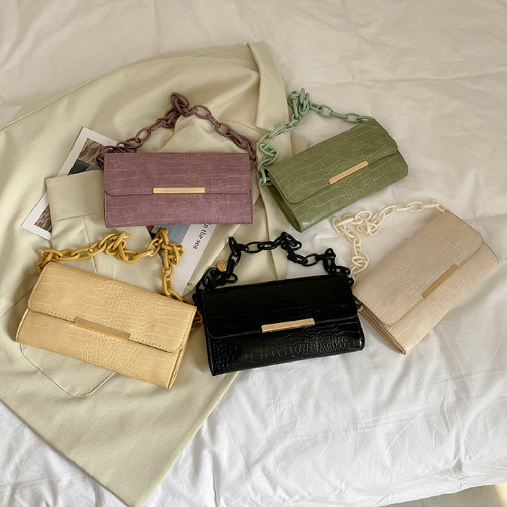 Popular Crocodile Pattern Women's Bag New Fashion Chain Shoulder Bags PU Leather Underarm Bags Female Trendy Versatile Handbags