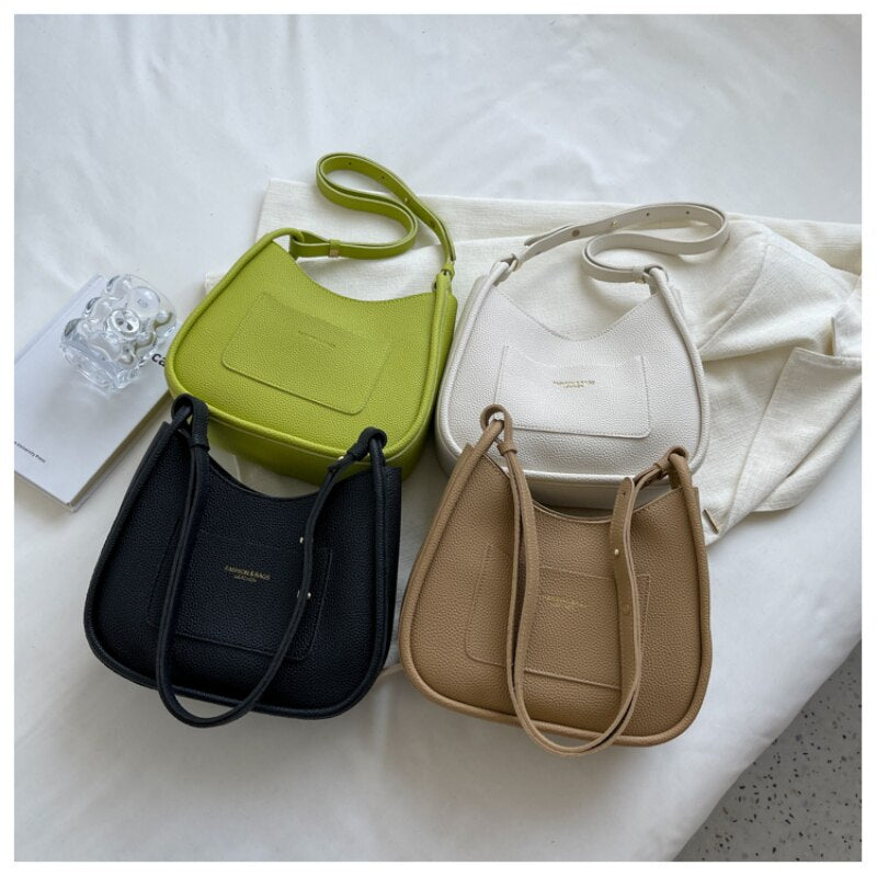 Stylish Women's Lady Messenger Bag Solid Color Shopping Bags PU Leather Bag Satchel Woman Female Cross Body Single Shoulder Bag