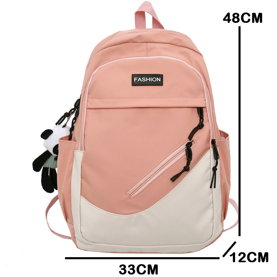 Female High School Backpack Students Book Bag for Teenager Girls Smiple Stitching Color Large Capacity Outdoor Travel Rucksack