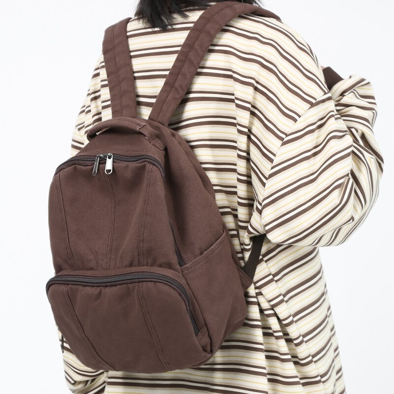Brand High Quality Canvas Backpacks 100% Cotton School Bags for Teenage Girls Solid Black Leisure Or Travel Bags Brown Packages