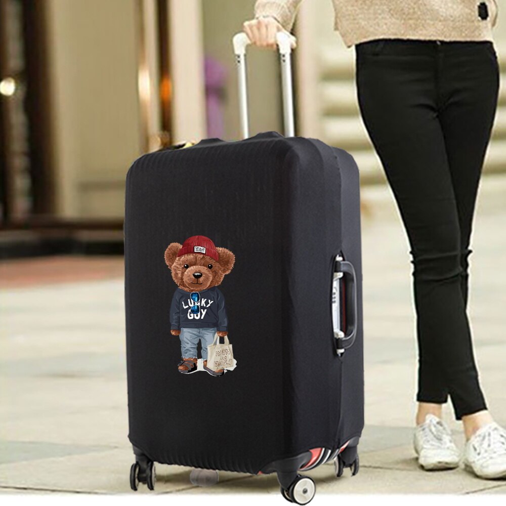 Luggage Cover Protective Thickening Travel Accessories Luggage Dust Cover for 18-28 Inch Bear Print Fashion Suitcase