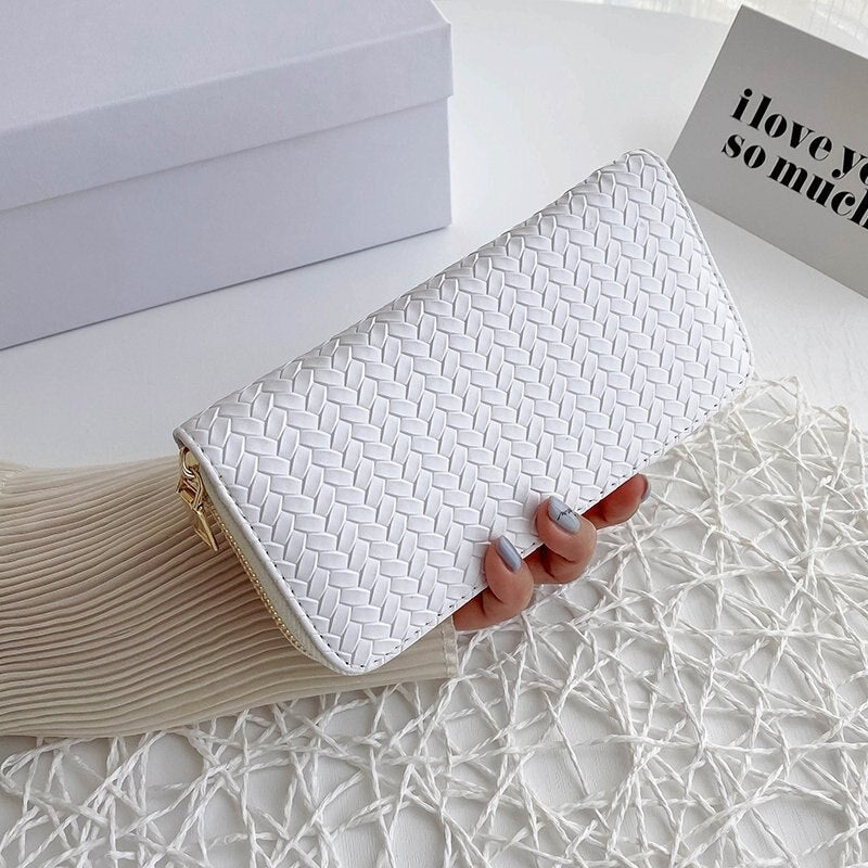 Women's Woven Wallet Wrist Handle Mobile Phone Case Long Money Bag Handbag Women's Wallet Cardholder's Wallet