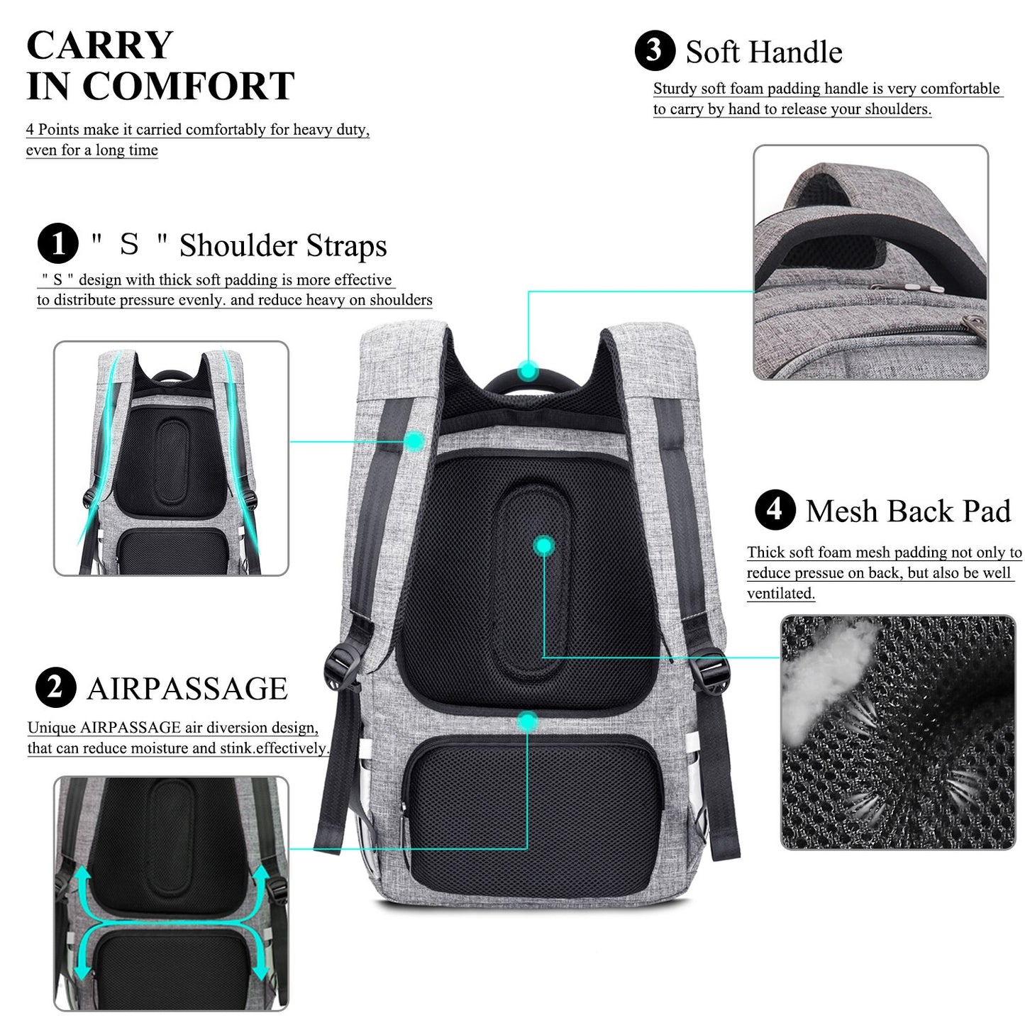 DTBG 17.3" Laptop Backpack Large Capacity With Bubble Pad,Nylon Durable Water Resistant Men's / Women's Business Travel Backpack