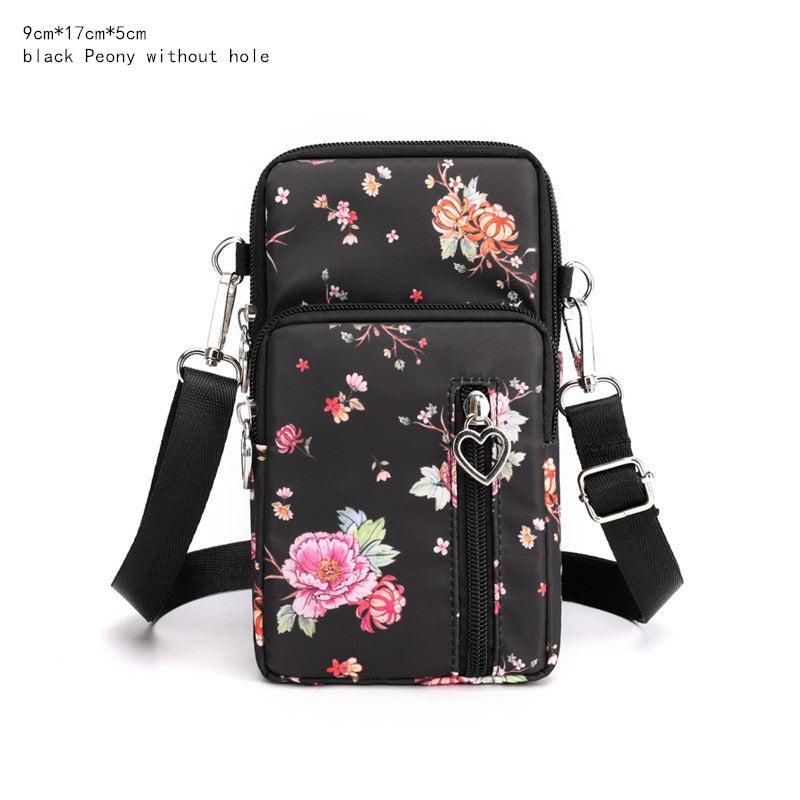 Women's Mini Shoulder Bag Oxford Waterproof Handbag Wrist Pouch Wallet Sports Cell Mobile Phone Bag Crossbody Bags for Girls