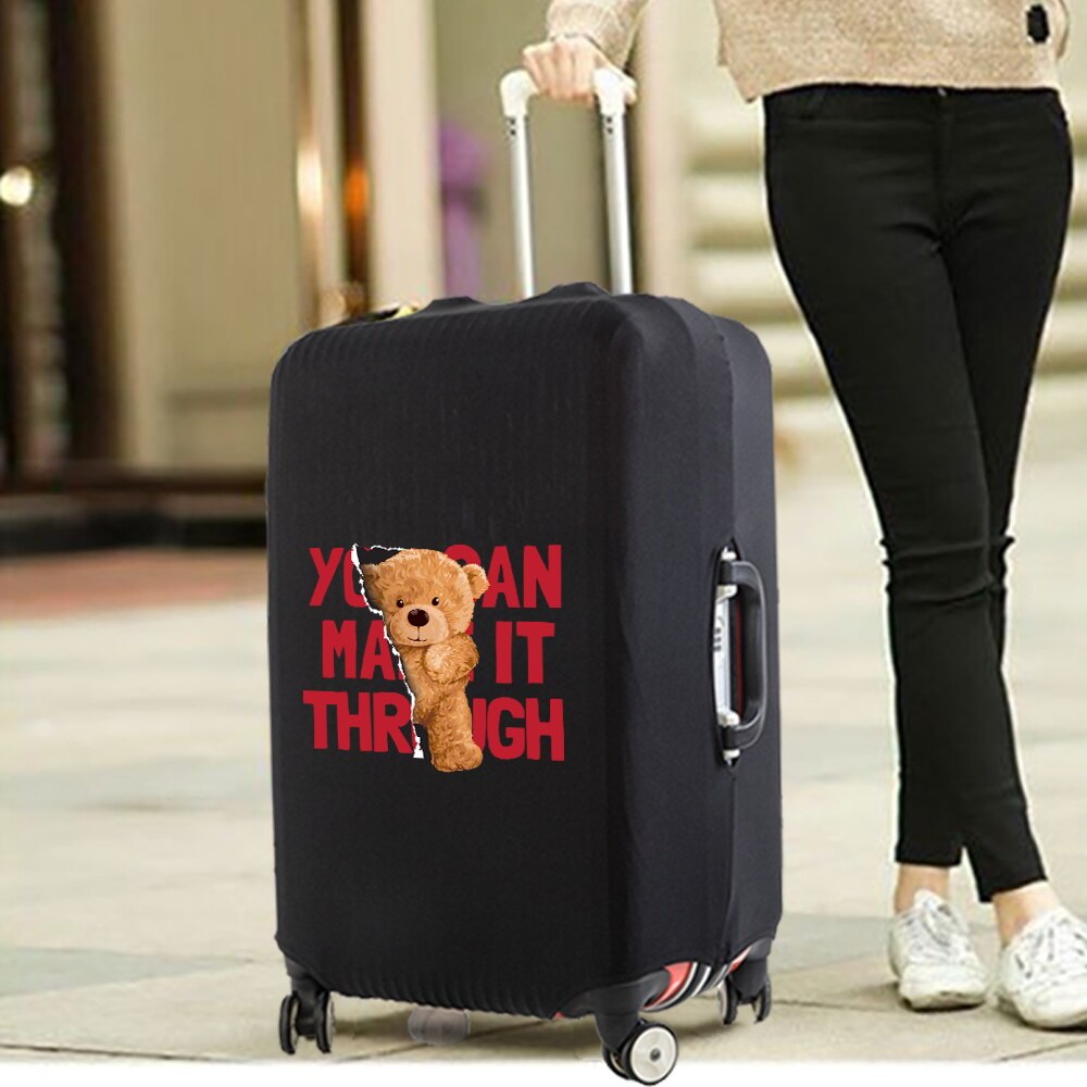 Luggage Cover Protective Thickening Travel Accessories Luggage Dust Cover for 18-28 Inch Bear Print Fashion Suitcase