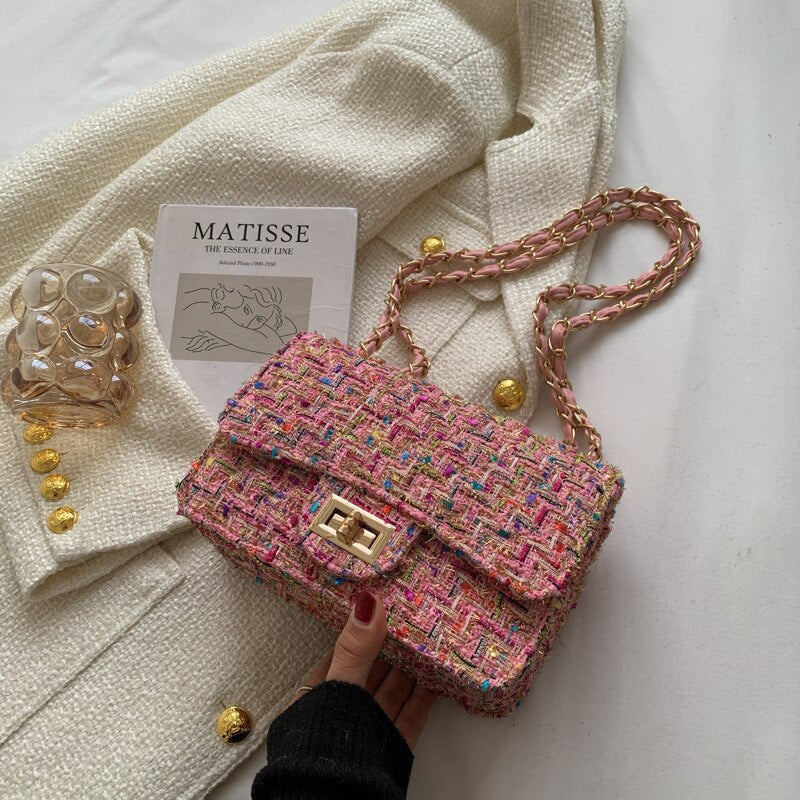 Brand Women Bags Leather Patchwork Embroidery Cross Body Messenger Bag Girl Shoulder Bags Female Bag Woolen Classic Flap Clutch