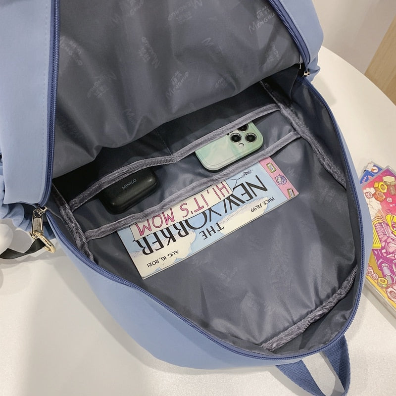 Fashion Kawaii Bow Waterproof Female Laptop Backpack Ladies Nylon College Backpack Trendy Women School Bag Girl Travel Cute Bags