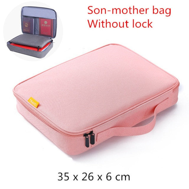 Travel Business Briefcase A4 Document Bag Waterproof Oxford Tote Men Women's Electronic Product Storage Pouch Office Organizer