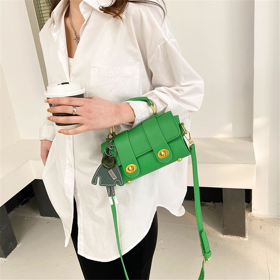 2 Lock Small Women's Boston Bag Luxury Purses and Handbags Luxury Pendant Crossbody Bag PU Leather Shoulder Bags for Women Mini