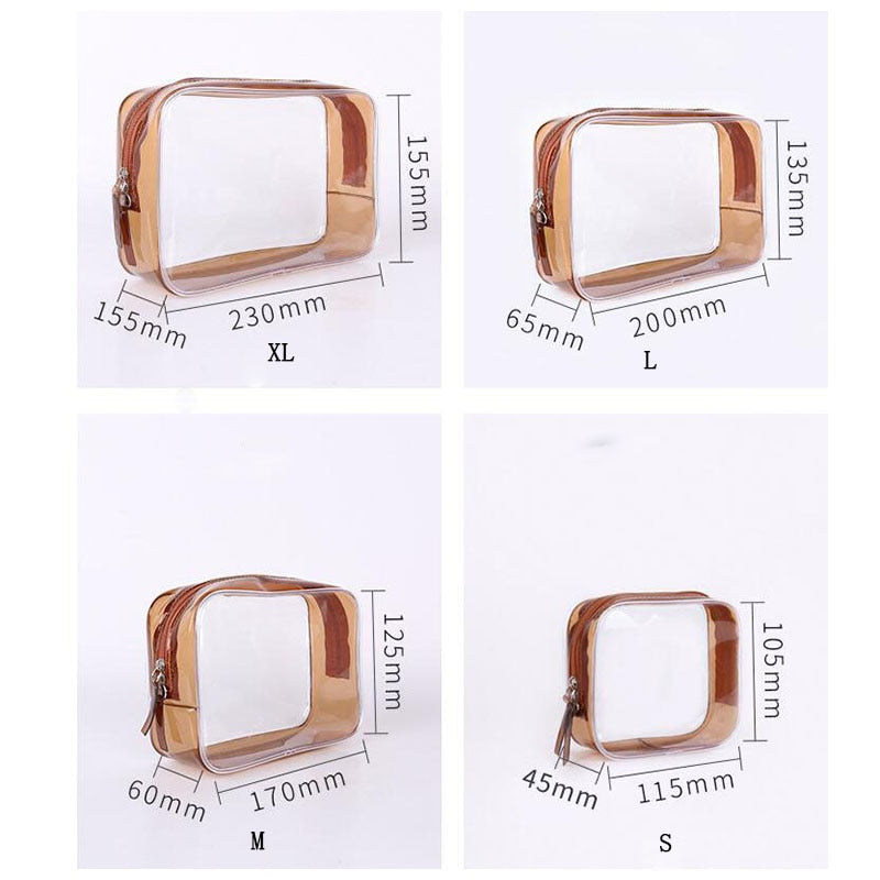 1PC Women Travel Clear Makeup Bag Organizer Transparent PVC Cosmetic Bags Beauty Toiletry Make Up Pouch Wash Storage Bags Pouch