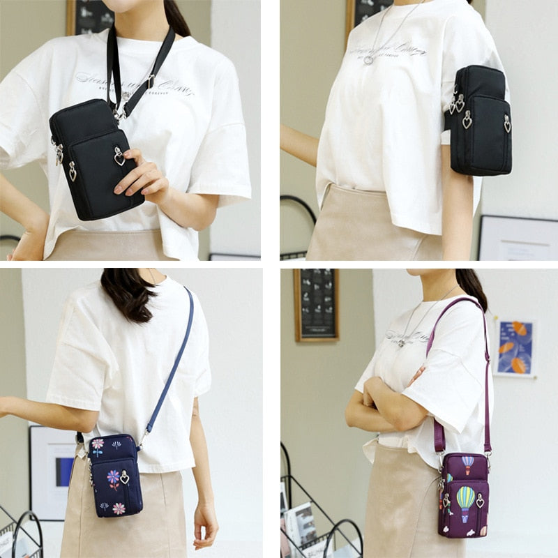Women Fashion Summer Shoulder Bag Oxford Waterproof Handbag Wrist Pouch Wallet Girl's Sports Mobile Phone Bag Crossbody Bags
