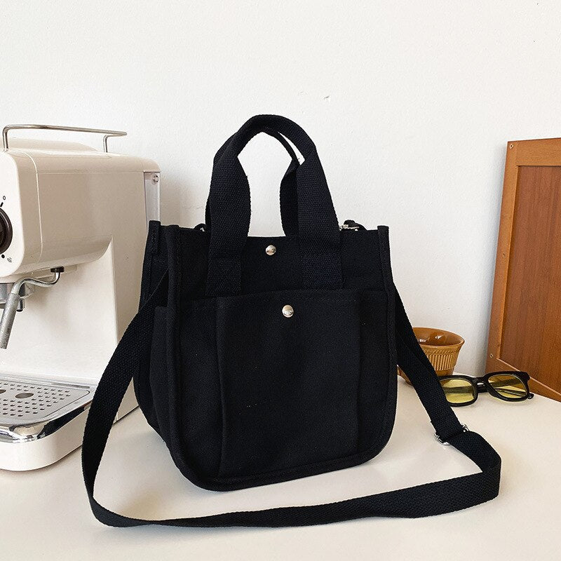 Women's Bag Japanese Ins Retro Simple Versatile Solid Color Large Capacity Canvas Single Shoulder Diagonal Bag VersionBag Female