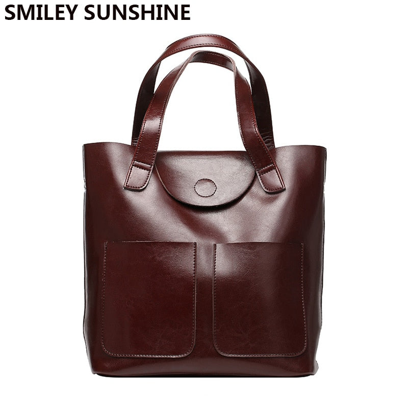 100% Genuine Leather Ladies Bag Big Capacity Women Patent Cow Leather Handbags Female Tote Hand Bags Female Shoulder Bag Vintage