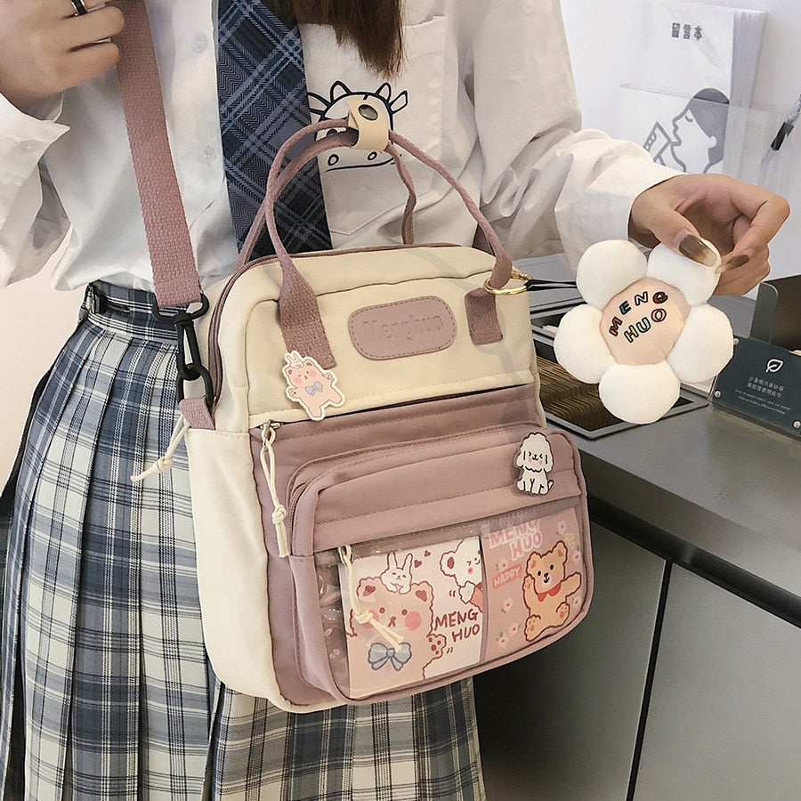 Korean Style Cute Backpacks Women Waterproof Nylon Small Shoulder Bags for Teenage Girls Schoolbags Flower Travel Backpack