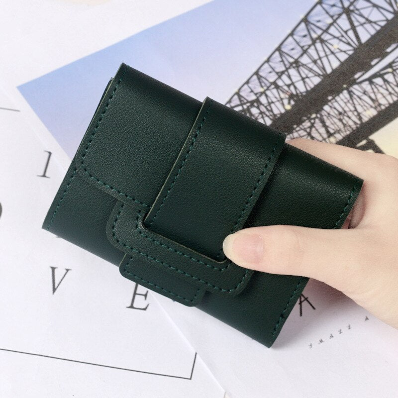 Wallet Women Lady Short Women Wallets Red Color Mini Money Purses Small Fold PU Leather Female Coin Purse Card Holders