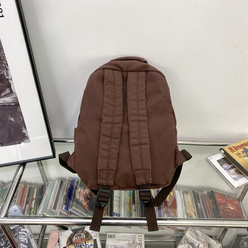 Brand High Quality Canvas Backpacks 100% Cotton School Bags for Teenage Girls Solid Black Leisure Or Travel Bags Brown Packages