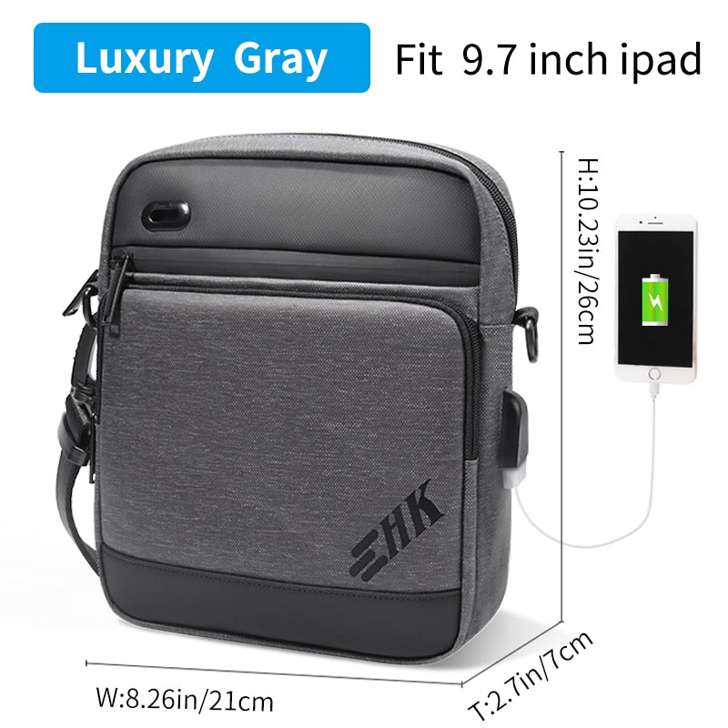 HcanKcan Men's Bag Luxury Men Shoulder Bag For 9.7" iPad Casual Crossbody Bags High Quality Male Purse Phone Men's Chest Pack