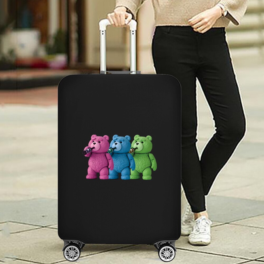Luggage Cover Protective Thickening Travel Accessories Luggage Dust Cover for 18-28 Inch Bear Print Fashion Suitcase