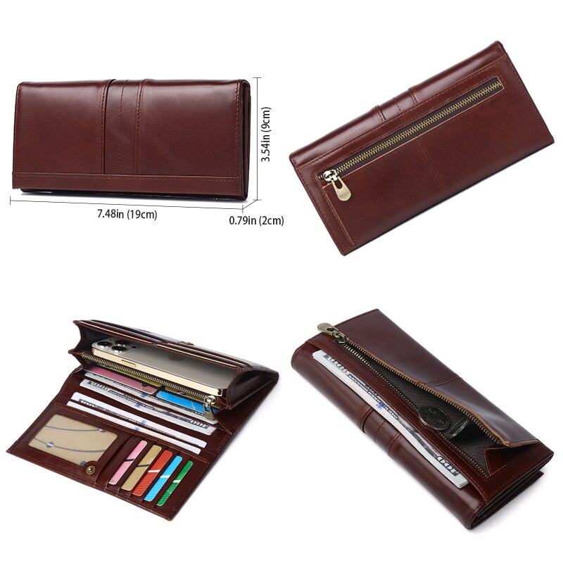 SCHLATUM Men Leather Wallet Long Multifunction Business Card Holder Purse Brand Fashion Male Wallets