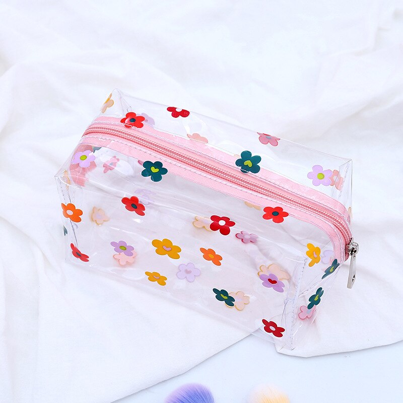 Women Transparent PVC Travel Cosmetic Bag Clear Waterproof Zipper Makeup Bag Beauty Organizer Make Up Case Wash Toiletry Bags