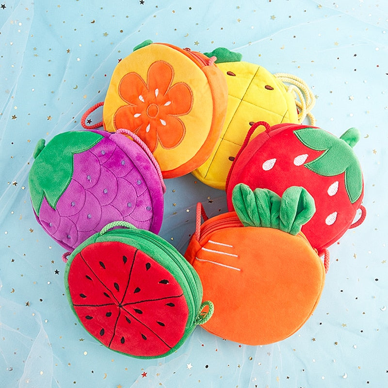1PCS Girl Simulation Fruit Bag Children Watermelon Strawberry Shoulder Bag Plush Messenger Bag Coin Purse