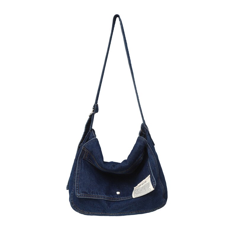 Large Capacity Canvas Shoulder Bags For Women Solid Fashion Fold Female Handbag Jean Big Shopping Eco Bag Denim Crossbody Bags