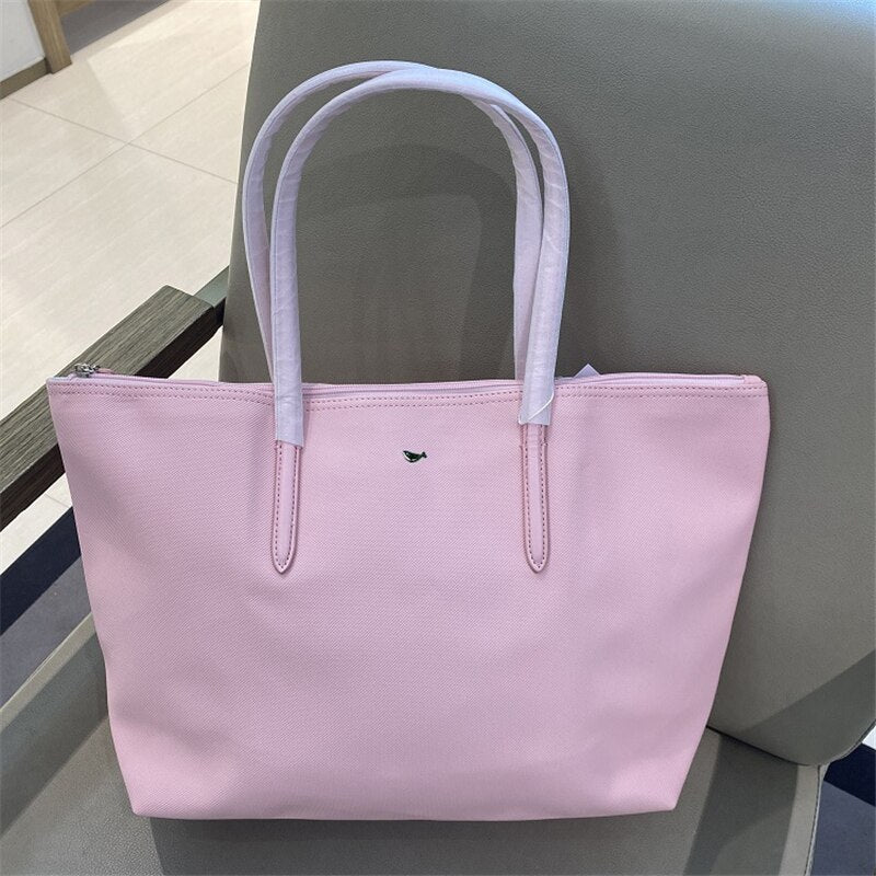 Designer Brand Women's Bags PVC Waterproof Coated Tote Bag Shopping School Casual Travel Laptop Zipper Commuter Handbag