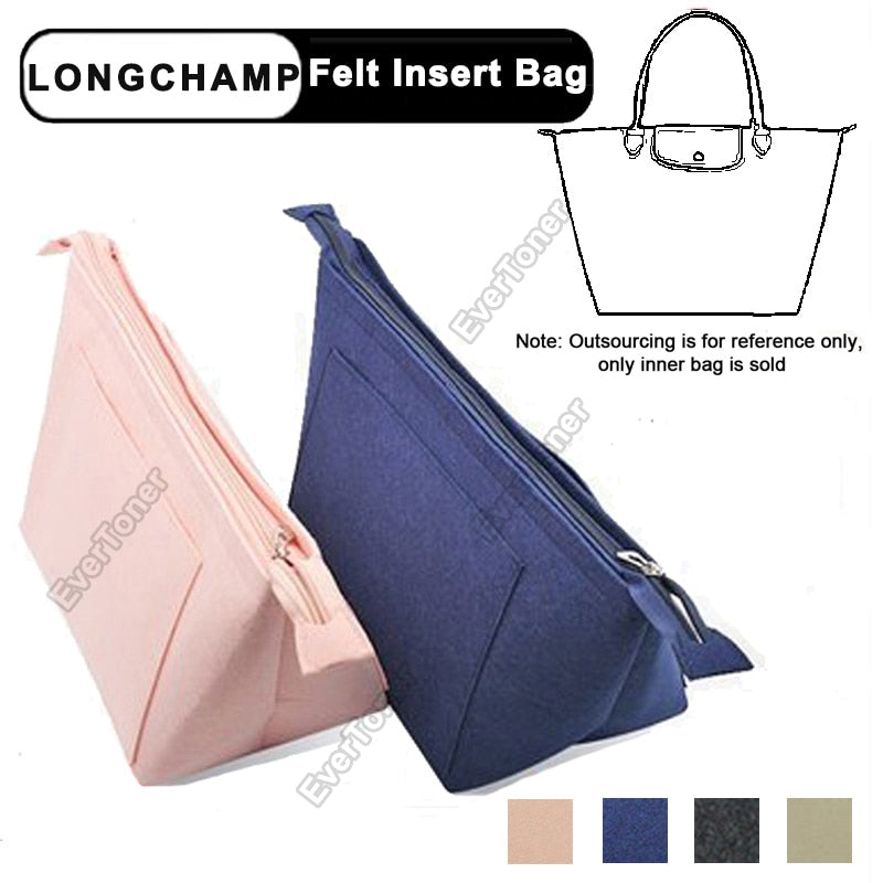 EverToner Felt Cloth Bag For LONGCHAMP Bag liner Multi-functional Travel Insert Bag Makeup Organizer Dumpling Shape lined Bag