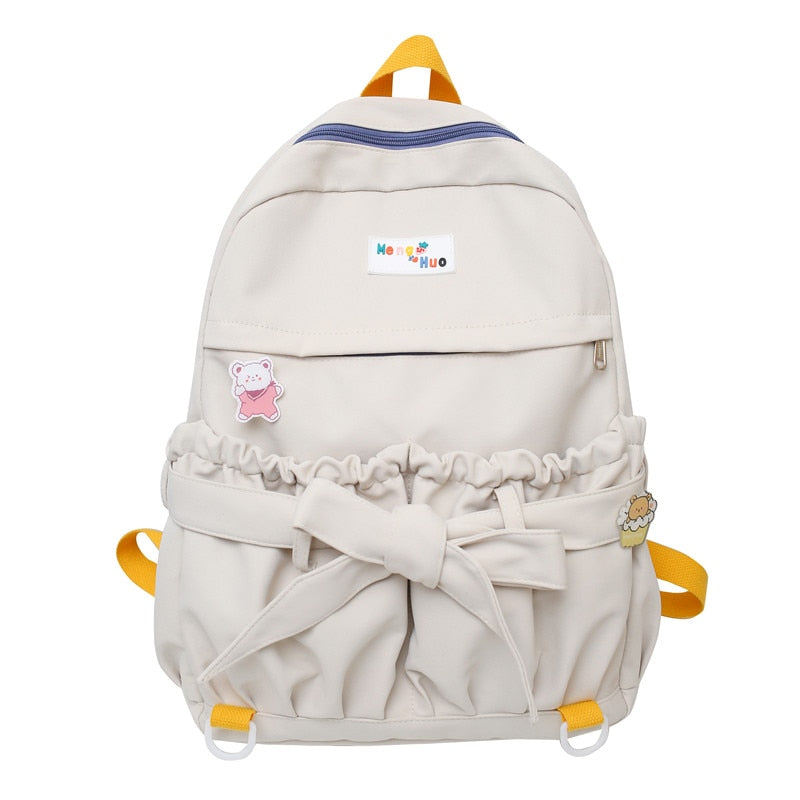 Fashion Kawaii Bow Waterproof Female Laptop Backpack Ladies Nylon College Backpack Trendy Women School Bag Girl Travel Cute Bags