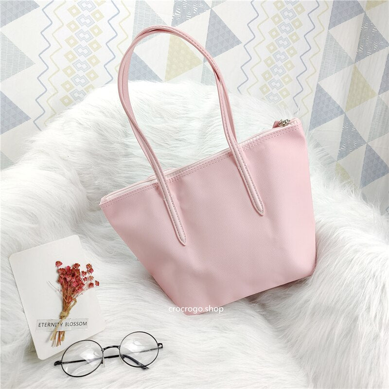 Women's Large Capacity Zipper Shopping Travel Tote Bag Fashion Casual Waterproof PVC Mobile Phone Change Shoulder Bag