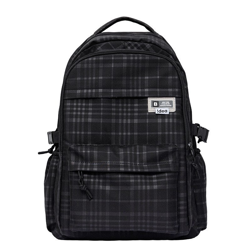 Grid Pattern Waterproof Nylon School Backpack Women's Backpacks for Teenagers Girl Travel Women Bag Trendy Schoolbag Mochila
