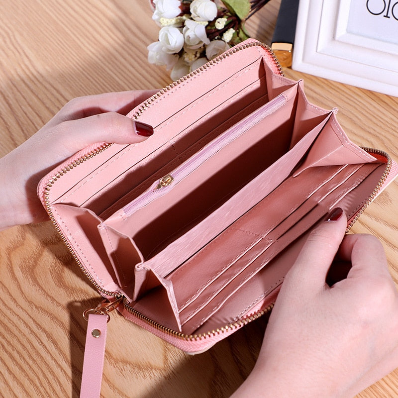 New Wallets Zipper Coin Purse Lady Long Short Purses Handbags Women Clutch Cards Holder PU Leather Moneybag Billfold Wholesale