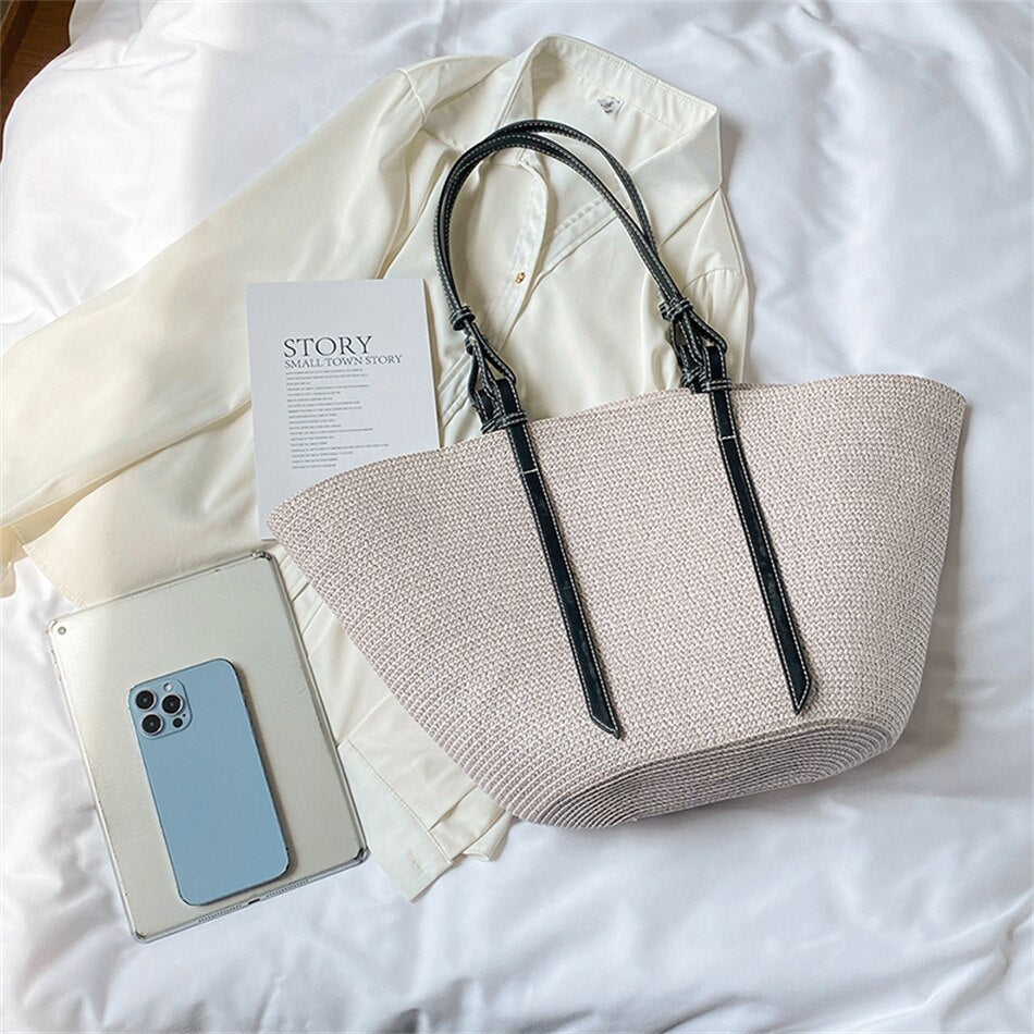 Fashion Design Rattan Woven Women Bag Luxury Brand Straw Shoulder Handbags and Purses Trend Large Capacity Female Handmade Totes