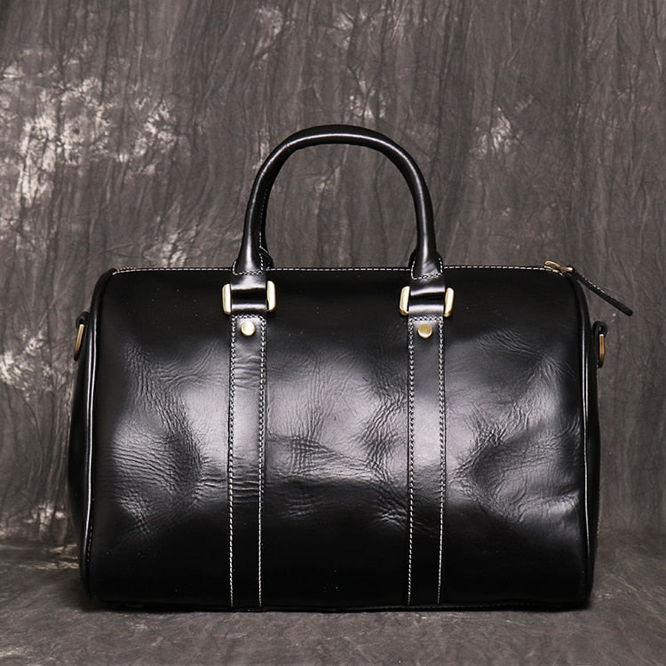 Vintage Men's Cowhide Leather Business Short-distance Carry Hand Luggage Bags Large-capacity Travel Bag Simple Messenger Bags