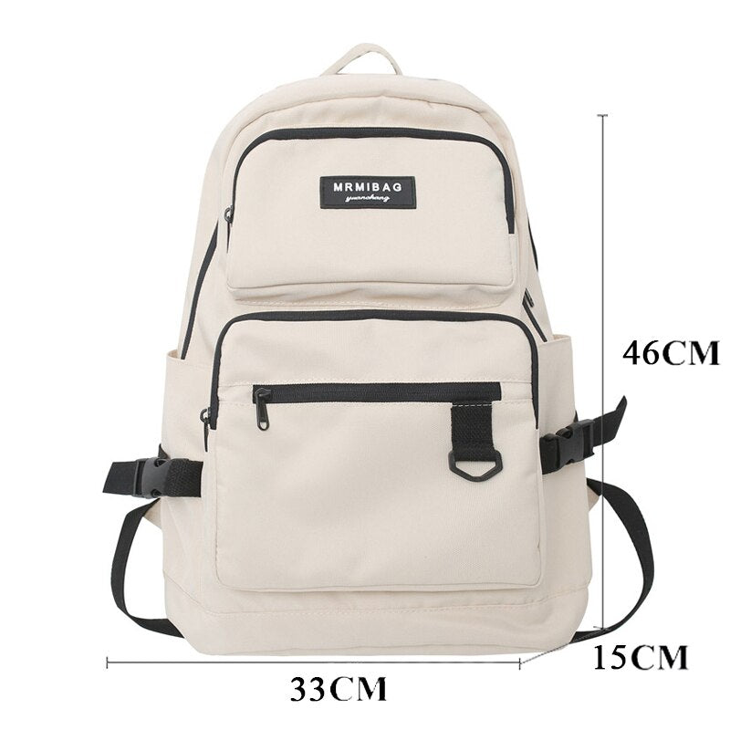 11EnoPella Waterproof Fashion Backpack Cute College Student Simple Kawaii Women Female Men Nylon Girl Bag Black Schoolbags